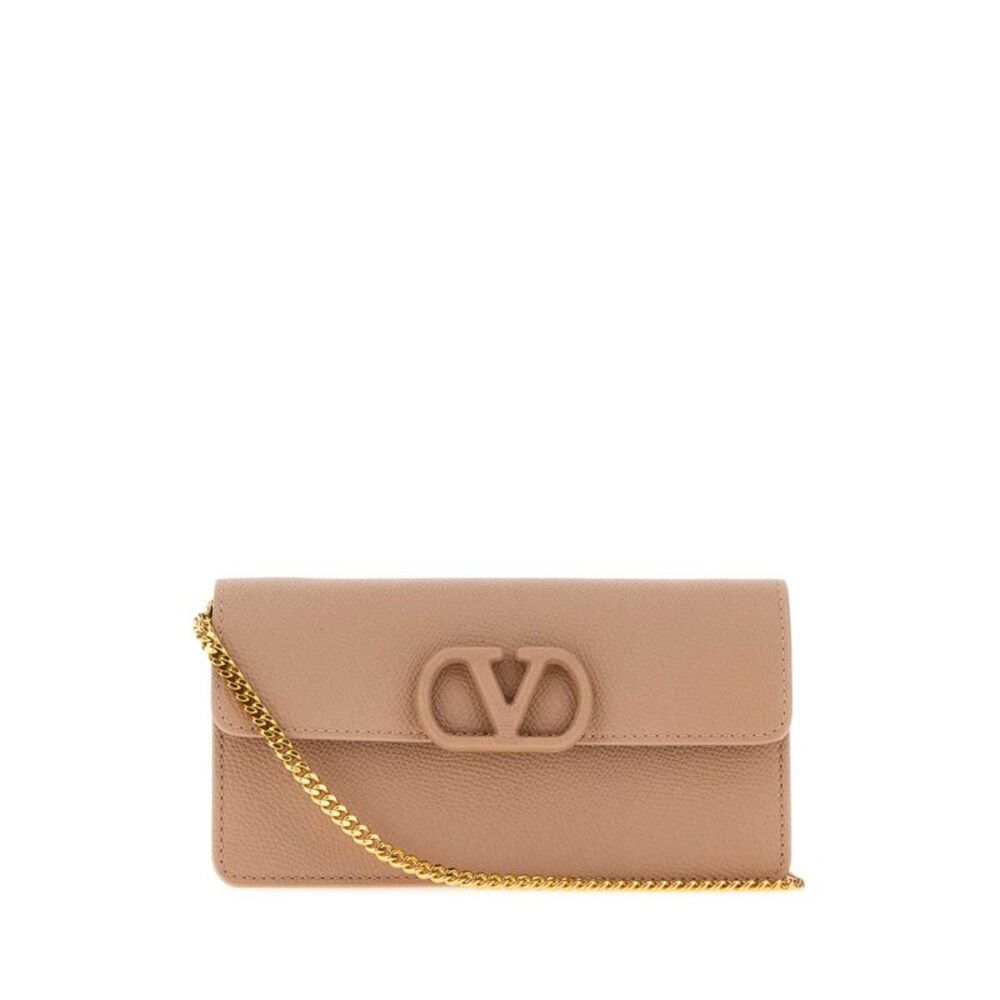 Valentino Garavani Women Powder Pink Leather Vlogo Signature Wallet